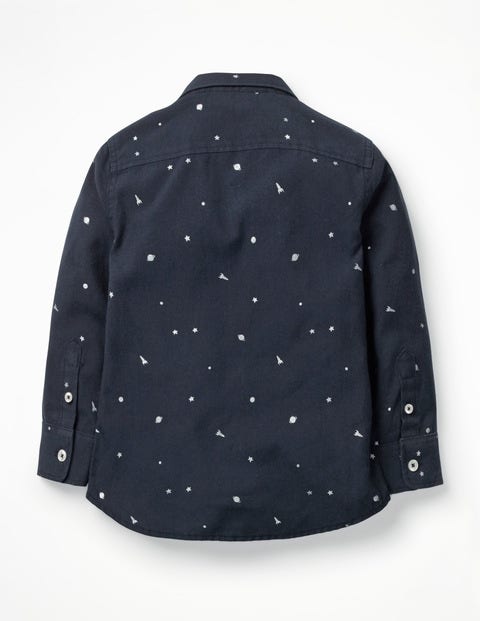 Space Print Party Shirt - Navy Foil Outer Space Space Print Party Shirt - Navy Foil Outer Space