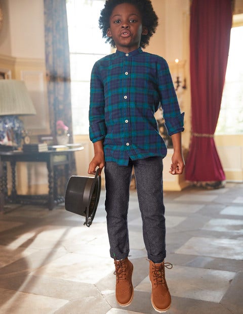 Grandad Collar Shirt - Moringa Green/Daphne Blue Grandad Collar Shirt - Moringa Green/Daphne Blue