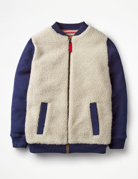 Borg Jacket - Natural/School Navy Borg Jacket - Natural/School Navy