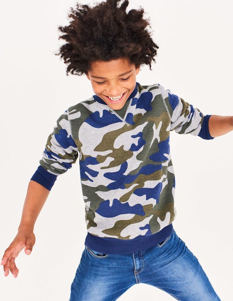 Shaggy-Lined Sweatshirt - Grey Marl/Swamp Green Camo Shaggy-Lined Sweatshirt - Grey Marl/Swamp Green Camo