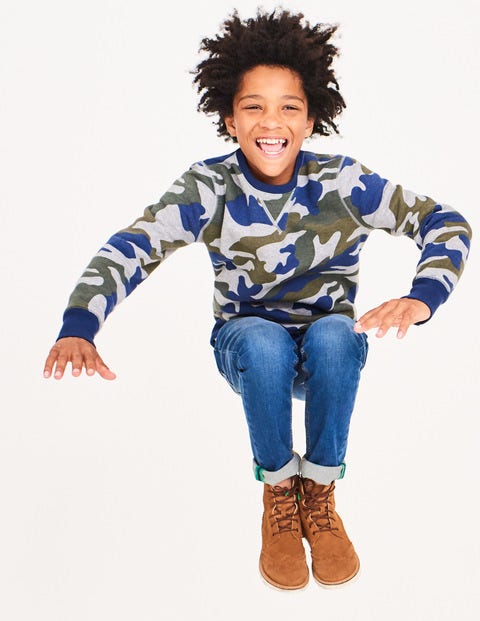 Shaggy-Lined Sweatshirt - Grey Marl/Swamp Green Camo Shaggy-Lined Sweatshirt - Grey Marl/Swamp Green Camo