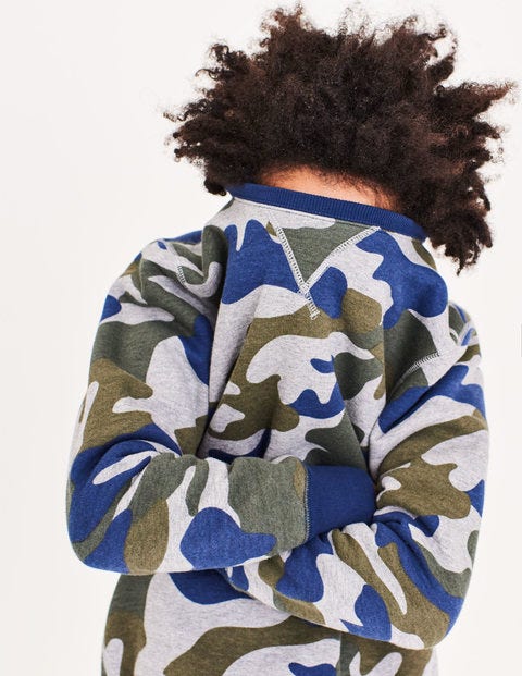Shaggy-Lined Sweatshirt - Grey Marl/Swamp Green Camo Shaggy-Lined Sweatshirt - Grey Marl/Swamp Green Camo