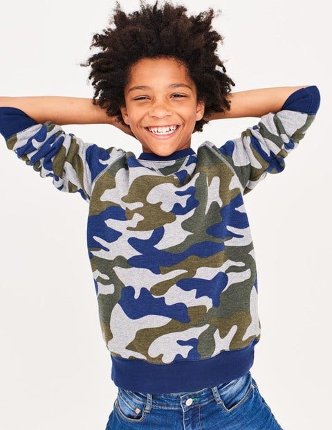 Shaggy-Lined Sweatshirt - Grey Marl/Swamp Green Camo Shaggy-Lined Sweatshirt - Grey Marl/Swamp Green Camo