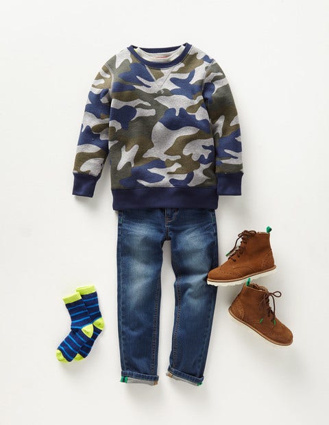 Shaggy-Lined Sweatshirt - Grey Marl/Swamp Green Camo Shaggy-Lined Sweatshirt - Grey Marl/Swamp Green Camo