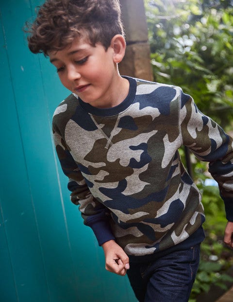 Shaggy-Lined Sweatshirt - Grey Marl/Swamp Green Camo Shaggy-Lined Sweatshirt - Grey Marl/Swamp Green Camo