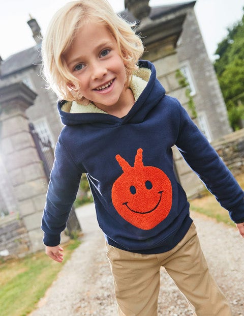 Bouclé Popover Hoodie - Navy Space Hopper Bouclé Popover Hoodie - Navy Space Hopper