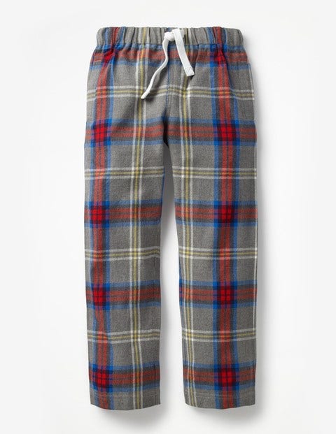Brushed Pull-On Bottoms - Grey Marl/Postbox Red Check Brushed Pull-On Bottoms - Grey Marl/Postbox Red Check