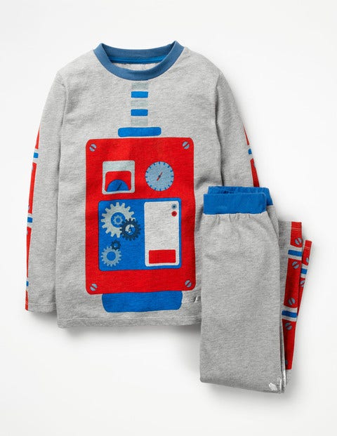 Weltall-Pyjama - Grau Meliert, Roboter Weltall-Pyjama - Grau Meliert, Roboter