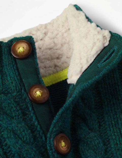 Chunky Button Neck Sweater - Storm Green Chunky Button Neck Sweater - Storm Green