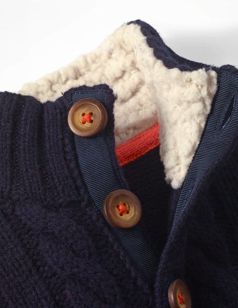 Chunky Button Neck Jumper - School Navy Chunky Button Neck Jumper - School Navy