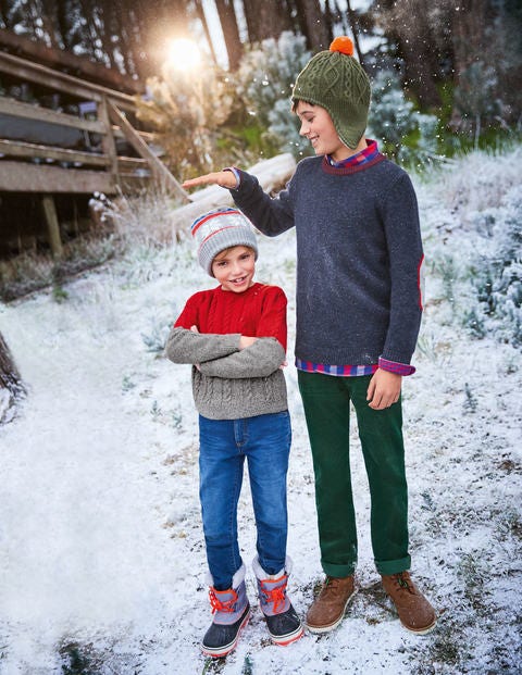 Colourblock Cable Crew Sweater - Flame Red/Grey Marl Colourblock Cable Crew Sweater - Flame Red/Grey Marl