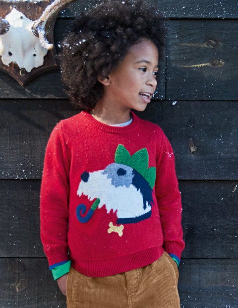 Festive Crew Jumper - Flame Red Sprout Festive Crew Jumper - Flame Red Sprout
