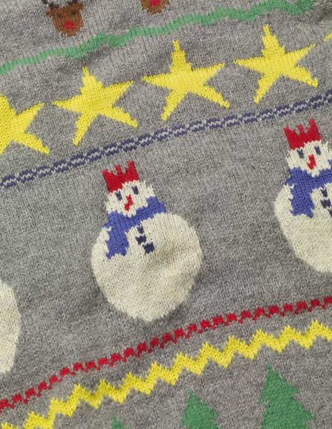 Festive Fair Isle Crew Sweater - Grey Marl Fair Isle Snowman Festive Fair Isle Crew Sweater - Grey Marl Fair Isle Snowman