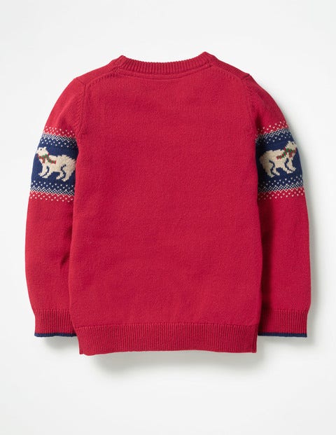 Festive Fair Isle Crew Jumper - Postbox Red Polar Bears Festive Fair Isle Crew Jumper - Postbox Red Polar Bears
