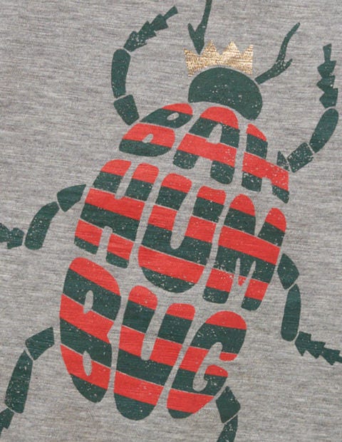 Printed Festive T-Shirt - Grey Marl Bah Humbug Printed Festive T-Shirt - Grey Marl Bah Humbug