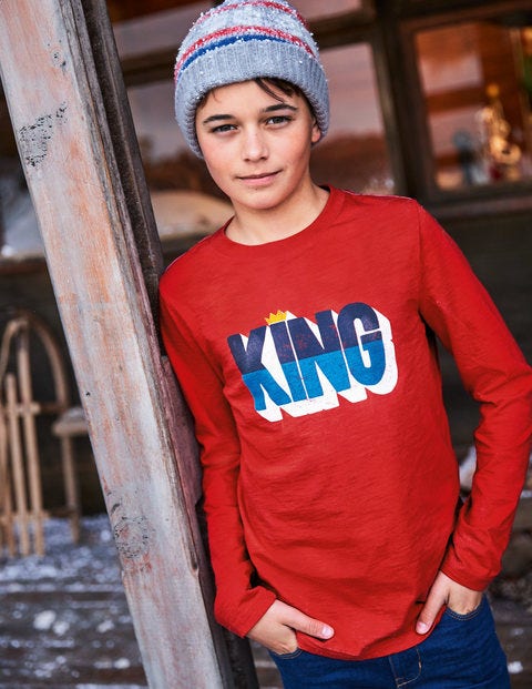 Printed Festive T-Shirt - Post Box Red King Printed Festive T-Shirt - Post Box Red King