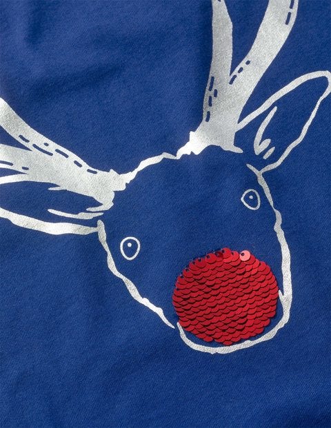 Festive Sequin T-Shirt - Orion Blue Reindeer Festive Sequin T-Shirt - Orion Blue Reindeer