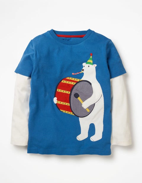 Oberteil Mit Partytier - Daphneblau, Eisbär Oberteil Mit Partytier - Daphneblau, Eisbär