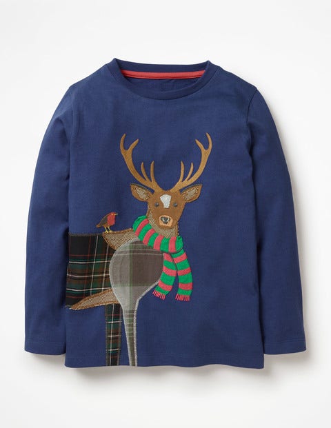 Patchwork Animal T-Shirt - Starboard Blue Deer Patchwork Animal T-Shirt - Starboard Blue Deer