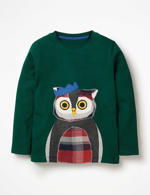 Patchwork Animal T-Shirt - Scots Pine Green Owl Patchwork Animal T-Shirt - Scots Pine Green Owl