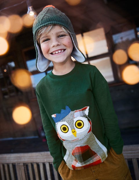 Patchwork Animal T-Shirt - Scots Pine Green Owl Patchwork Animal T-Shirt - Scots Pine Green Owl