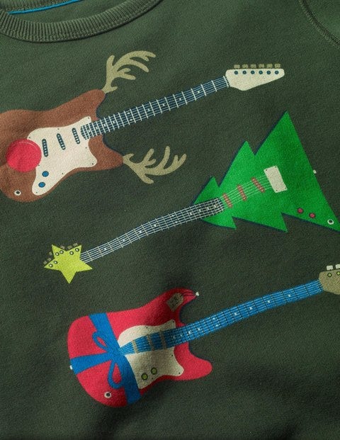 Festive Graphic Sweatshirt - Cucumber Green Guitars Festive Graphic Sweatshirt - Cucumber Green Guitars