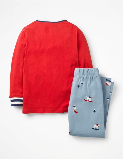 Printed Pyjama Set - Wren Blue Snowboard Dogs Printed Pyjama Set - Wren Blue Snowboard Dogs