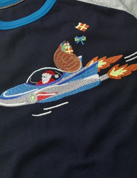 Festive Superstitch Raglan - Midnight Blue Space Santa Festive Superstitch Raglan - Midnight Blue Space Santa