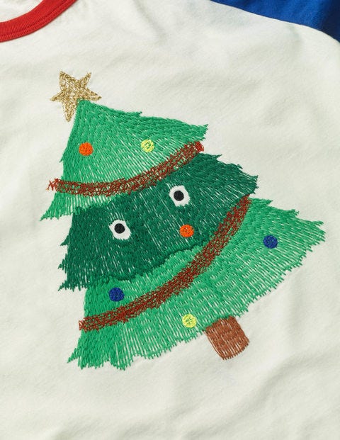 Festive Superstitch Raglan - Ecru Tree Monster Festive Superstitch Raglan - Ecru Tree Monster