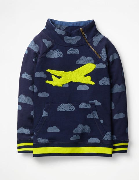 Raglan Zip Pop-Over - College Blue Clouds Raglan Zip Pop-Over - College Blue Clouds