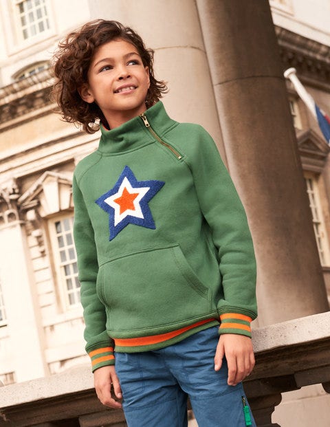 Sweatshirt Mit Reißverschluss Und Raglanärmeln - Rosmaringrün, Stern Sweatshirt Mit Reißverschluss Und Raglanärmeln - Rosmaringrün, Stern