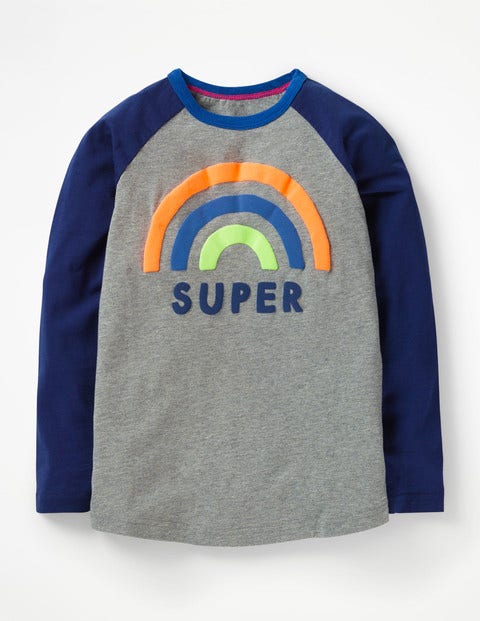 Pop Raglan T-Shirt - Grey Marl Super Rainbow Pop Raglan T-Shirt - Grey Marl Super Rainbow