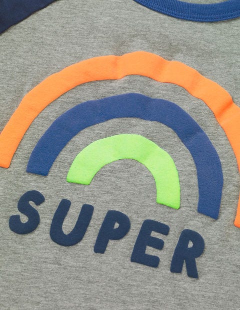 Pop Raglan T-Shirt - Grey Marl Super Rainbow Pop Raglan T-Shirt - Grey Marl Super Rainbow