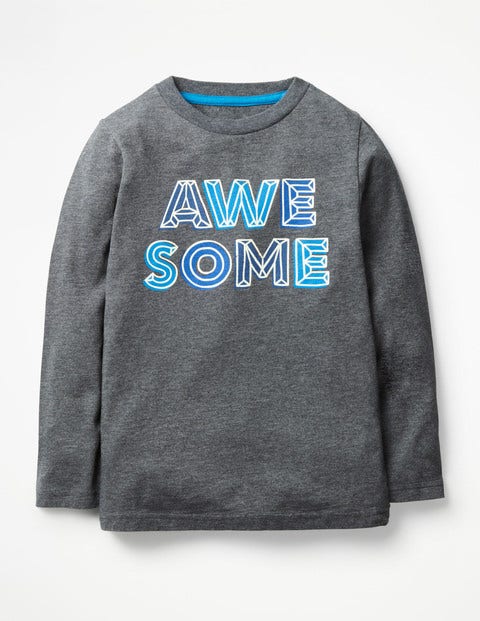 Glow-In-The-Dark Word T-Shirt - Dark Grey Marl Awesome Glow-In-The-Dark Word T-Shirt - Dark Grey Marl Awesome