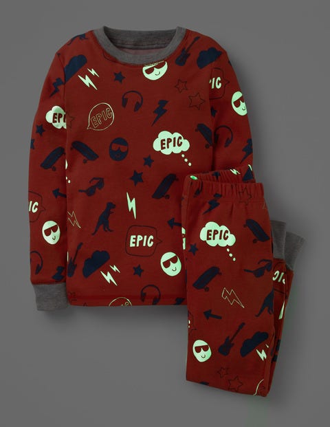 Glow-In-The-Dark Long Pajamas - Beam Red Emoji Glow-In-The-Dark Long Pajamas - Beam Red Emoji