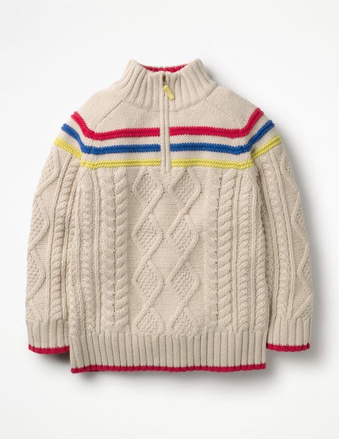 Pull Partiellement Zippé - Écru chiné Pull Partiellement Zippé - Écru chiné