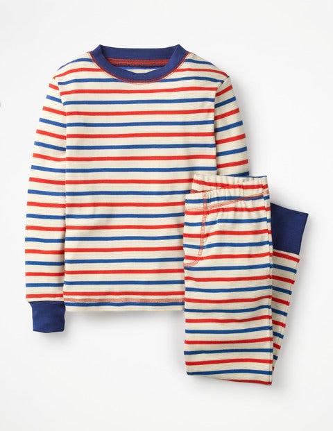 Cosy Long John Pajamas - Ecru/Beam Red/Duke Blue Cosy Long John Pajamas - Ecru/Beam Red/Duke Blue