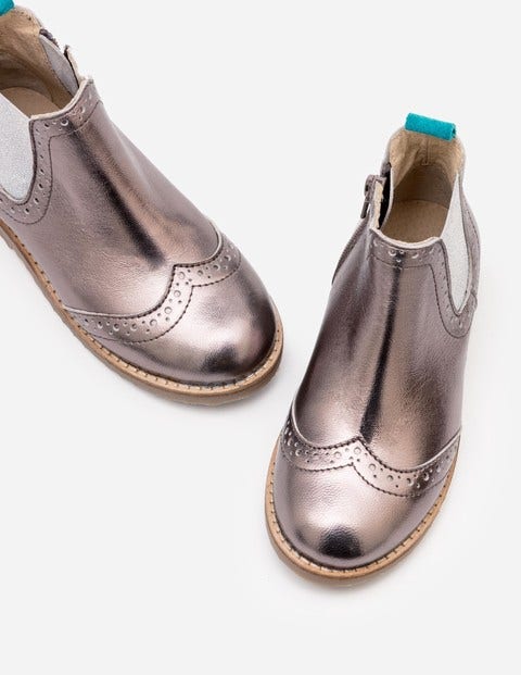 Leather Chelsea Boots - Pewter Metallic Leather Chelsea Boots - Pewter Metallic