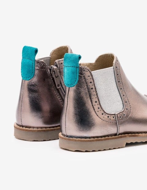 Leather Chelsea Boots - Pewter Metallic Leather Chelsea Boots - Pewter Metallic