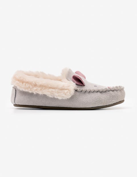 Novelty Suede Slippers - Shale Grey Novelty Suede Slippers - Shale Grey