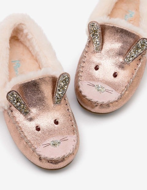 Novelty Suede Slippers - Rose Gold Novelty Suede Slippers - Rose Gold