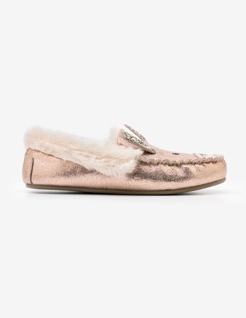 Novelty Suede Slippers - Rose Gold Novelty Suede Slippers - Rose Gold