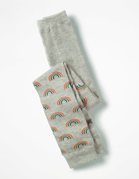 Patterned Footless Tights - Grey Marl Rainbow Patterned Footless Tights - Grey Marl Rainbow