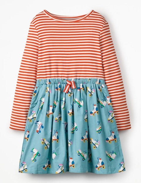 Hotchpotch Tie-Waist Dress - Blue Roller Skates Hotchpotch Tie-Waist Dress - Blue Roller Skates