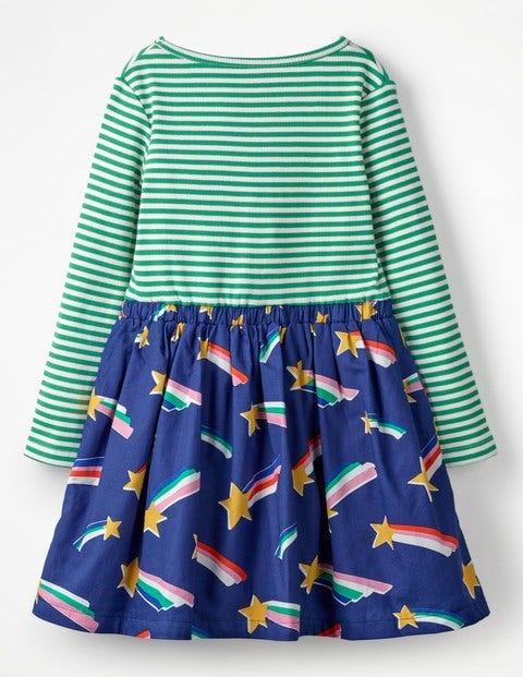Hotchpotch Tie-Waist Dress - Starboard Blue Rainbow Stars Hotchpotch Tie-Waist Dress - Starboard Blue Rainbow Stars