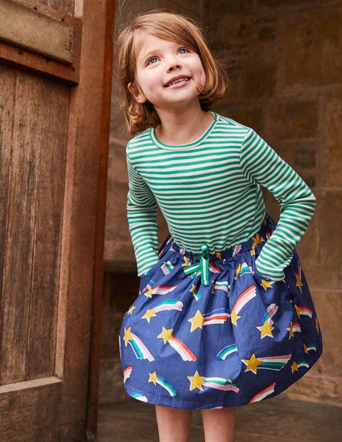 Hotchpotch Tie-Waist Dress - Starboard Blue Rainbow Stars Hotchpotch Tie-Waist Dress - Starboard Blue Rainbow Stars