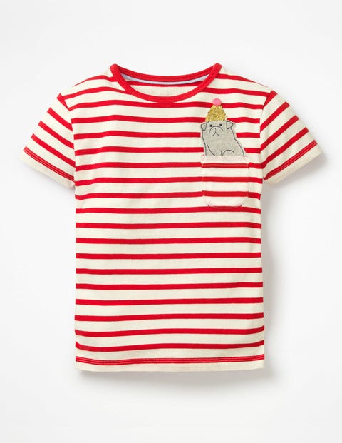 Pocket Appliqué T-Shirt - Polish Red/Ecru Dog Pocket Appliqué T-Shirt - Polish Red/Ecru Dog