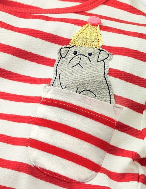 Pocket Appliqué T-Shirt - Polish Red/Ecru Dog Pocket Appliqué T-Shirt - Polish Red/Ecru Dog