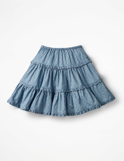 Twirly Frilly Skirt - Chambray Pin Spots Twirly Frilly Skirt - Chambray Pin Spots