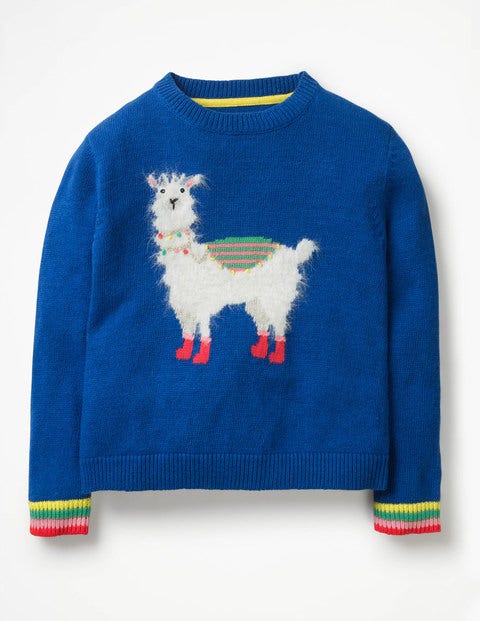 Animal Antics Sweater - Cobalt Blue Llama Animal Antics Sweater - Cobalt Blue Llama